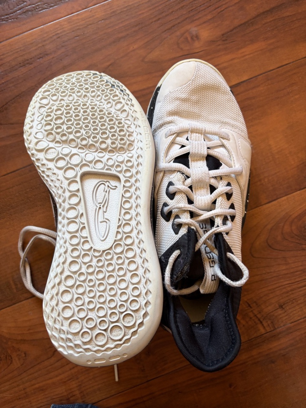 Nike Kids Sneakers Beige and Black Lace-Up Shoes